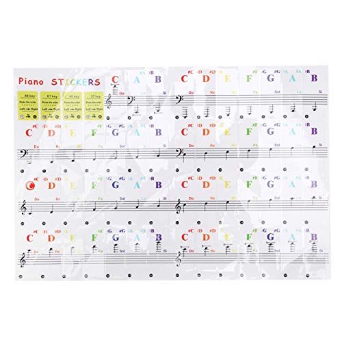 Piano Keys Stickers Colorful Transparent Piano Sheet Music Printing Decorative Adhesive Labels #TOP4