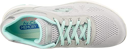 Skechers Women's Flex Appeal 3.0 - Moving Fast Trainers, Grey Gray Mesh Duraleather Mint Trim Gymn, 7 UK