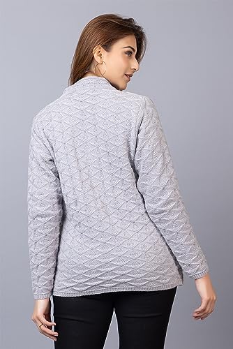 Image of Women Woolen V Neck Casual Wear Stylish Cardigan Sweaters for Winter with Front Pockets
