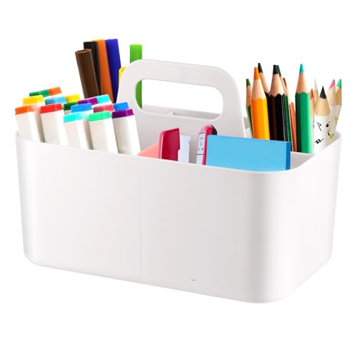 Rangement de bureau blanc empilable avec 5 compartiments de tri ergonomiques