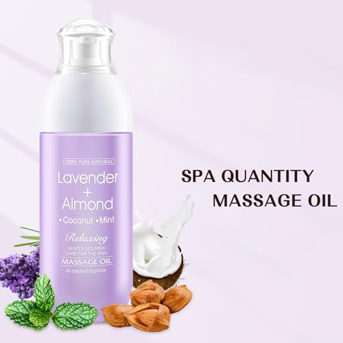 Newvenper Massage Oil With Lavender Almond Peppermint And Coconut Massage Oil Ideal Body Oil For Skin Moisturizing For Men And Women 5.1 Fl.Oz thumb #3