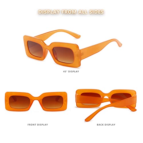 LASPOR Vintage 90s Rectangle Sunglasses Trendy Nude Square Sunglasses for Women Men3