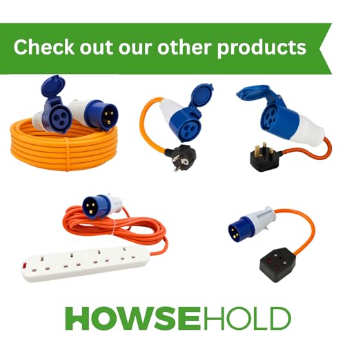 16A to 13A Extension Lead 5 Metres – Camping Electric Hook Up Cable with UK 3-Pin Plug Sockets – 240V Mains Lead for Caravans, Motorhomes, Catering Trailers & Generators – 3-Pin Blue Plug - Image 6
