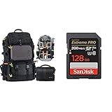 tarion pro pb-01 zaino fotografico grande e borsa a tracolla per fotocamera & sandisk 128 gb extreme pro scheda sdxc + rescuepro deluxe, fino a 200 mb/s, uhs-i, classe 10, u3