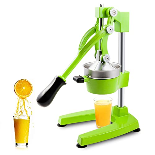Exprimidor manual de cítricos resistente – Exprimidor comercial de naranja de hierro fundido con exprimidor de acero inoxidable, fácil de limpiar, ideal para frutas cítricas