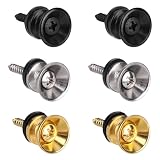 6pcs Guitar Strap Buttons Lock Pins, Metal Strap Buttons for Acoustic Electric Guitar Bass Ukulele (Black, Gold, Silver)