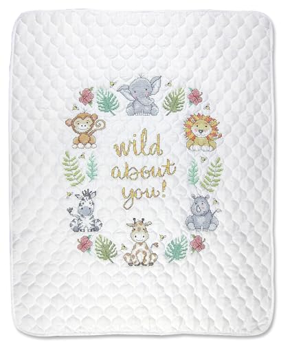 Design Works Crafts Janlynn Stamped for Cross Stitch Baby Quilt Kit in The Jungle