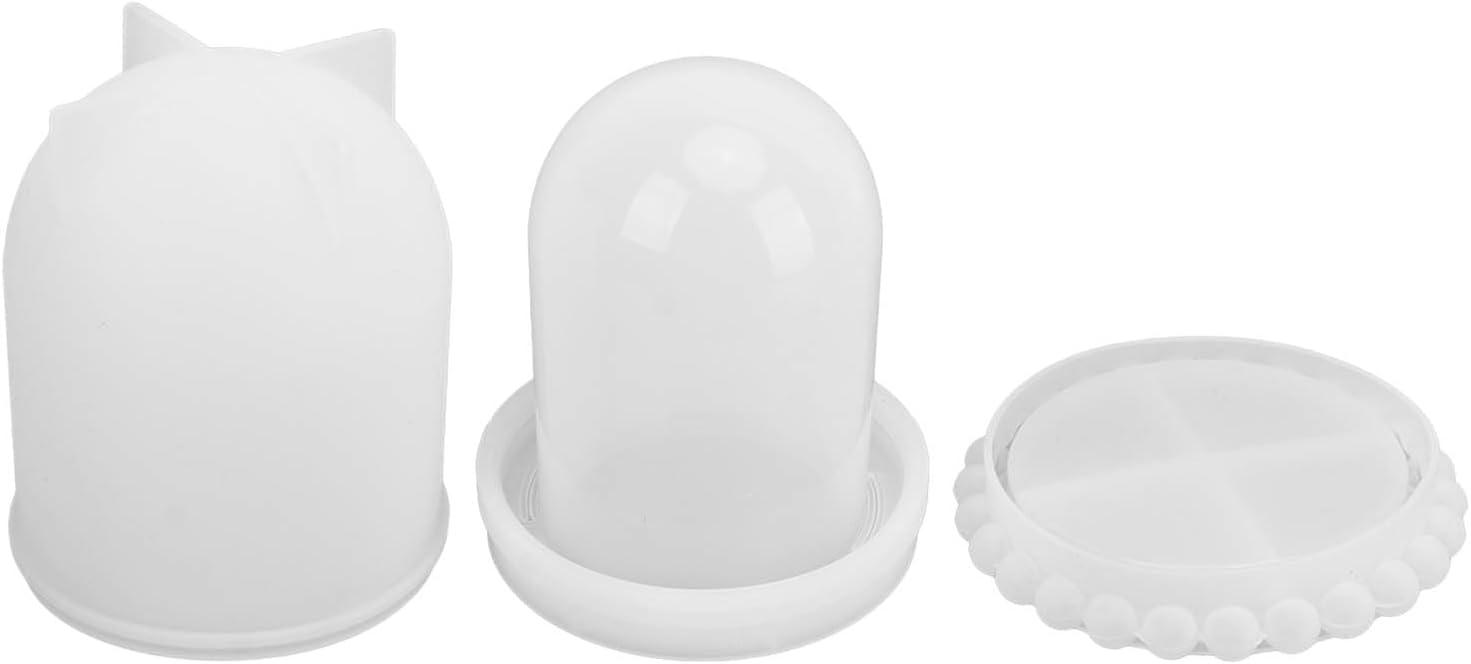 Alomejor Dice Cup Cloche Bell Jar Display Dome Resin with Base Silicone Mould Set for Jewelry Collectibles Showcase Holder