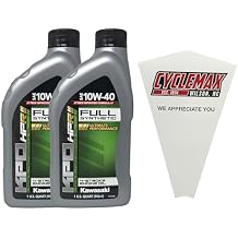 Cyclemax Two Pack compatible with Kawasaki KPO Full Synthetic 10W-40 Oil K61021-500-01Q Contains Two Quarts and a Funnel