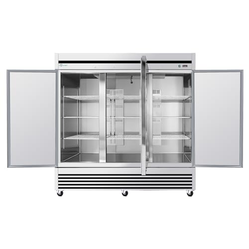 Image of 81 inch Commercial Freezer, Upright Freezer with 3 Solid Door, -8℉~0℉, 72 Cu.Ft Reach-in Freezer, Stainless Steel Interior and Exterior Construction, ETL and DOE