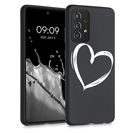 kwmobile Carcasa Compatible con Samsung Galaxy A52 / A52 5G / A52s 5G - Funda móvil TPU - Dibujo de corazón Blanco/Negro
