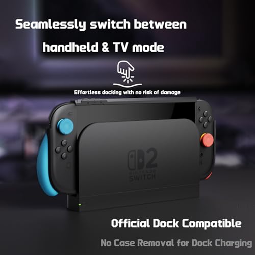 Image of PlayVital for Switch 2 Beyond-Grip Dockable Case, Interchangeable FPS /Omni Ergonomic Grips + Military-Grade Drop Protective Cover + 2 Joystick Caps for Nintendo Switch 2 (Blue & Orange)