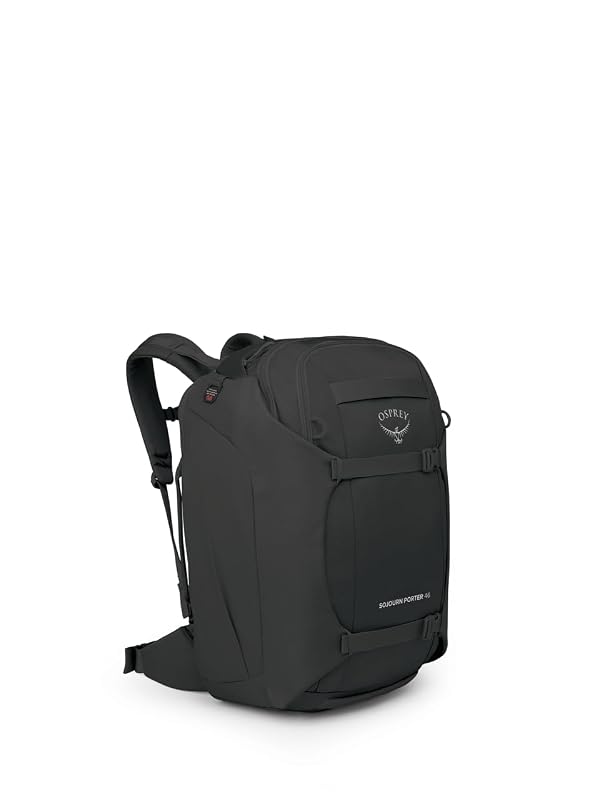 Osprey Sojourn Porter 46L Travel Backpack – Carry-On Compliant Luggage with StraightJacket Compression and Padded Laptop Sleeve – Durable Pack for International or Urban Travel, Black by Osprey - Used condition - US$156.71