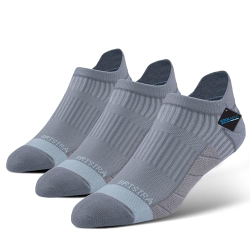 Image of BRISIRA Coolmax Bamboo Viscose Women Compression Running Ankle Socks No Show Athletic Wicking Thick Cushioned Arch Support