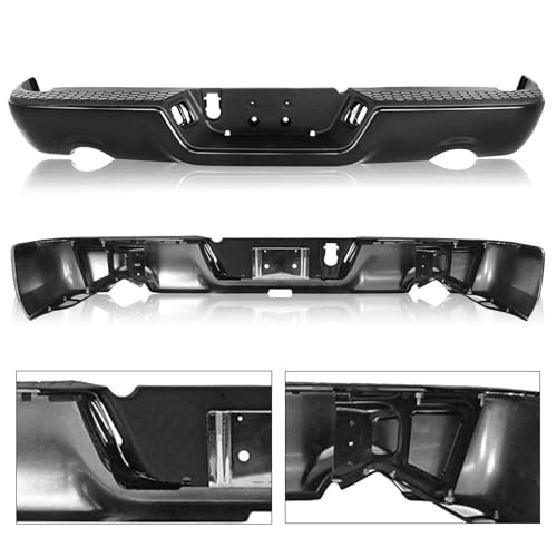 JSBOYAT [without Sensor Hole & with Dual Exhaust] Rear Bumper Assembly Replacement for 09-18 Dodge Ram 1500/10-18 Ram 2500 3500/19-23 1500 Classic Black 1 Package Easy to Install - Thumbnail 5