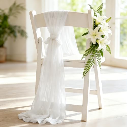 3 Stück Käsetuch Tischläufer Weiß, 300 x 90 cm Boho Gaze Tischläufer Cheesecloth Läufer für Hochzeit, Geburtstagsfeiern… – Ansicht 9