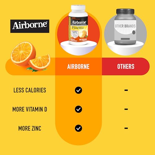 Image of Airborne Vitamin C 1000mg (per Serving) - Citrus Chewable Tablets (96 Count in a Box) - Packaging May Vary