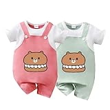 Cartoon Bear Burger - 2-Pack Funny Baby Baby Boy Girl Onesie Unisex Bodysuit Cute Romper Clothes 0-18 Months