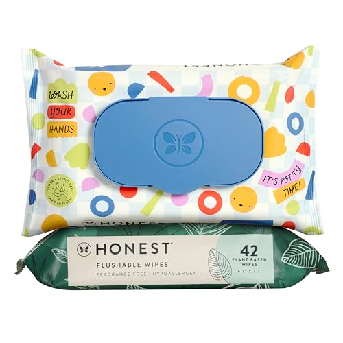 The Honest Company Family Flushables Bundle for Sensitive Skin | Adult Flushable Wipes (42 Count) + Toddler Flushable Wipes (42 Count) | Fragrance Free, Hypoallergenic, 99% Water, Safe to Flush