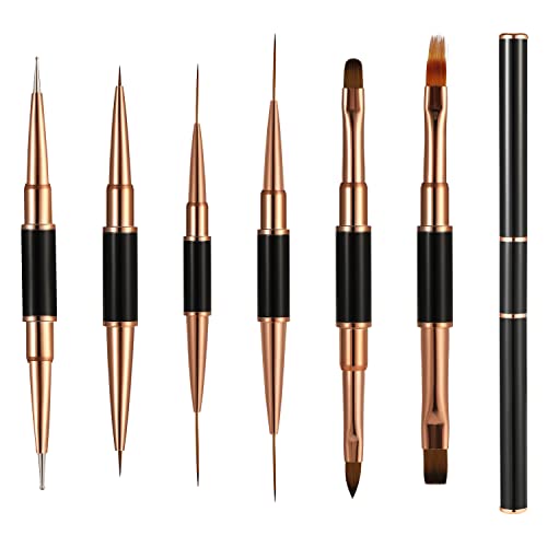 6Pcs Double Ended Nail Art Brushes Set, Nail Dotting Pen Ombre Nail Brush 3D Nail Brushes French&Flat Nail Brush For Nail Gel Polish Thin Fine Liner Striping Detail Painting #TOP22