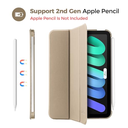 Image of ProCase Smart Case for iPad mini 7 A17 Pro 2024 /Mini 6 2021 8.3 inch -Starlight | Slim iPad Mini 7th /6th Gen Case Hard Back Cover for iPad Mini 7th Gen A2995 /A2996 /A2993 /6th Gen A2567 A2568 A256