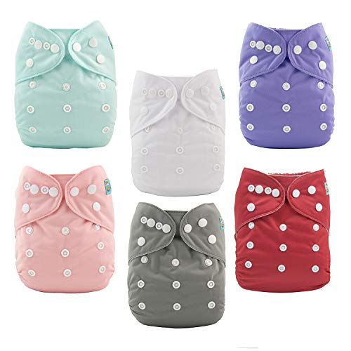 ALVABABY Baby Cloth Diapers One Size Adjustable Washable Reusable for Baby Girls 6 Pack + 12 Inserts 6BM100-DA