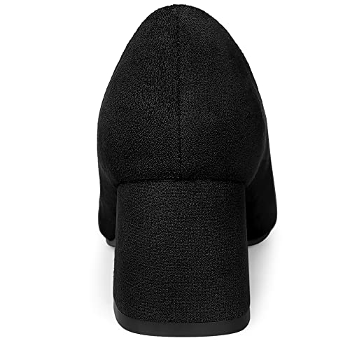 Allegra K Women's Pointy Toe Slip-on Low Chunky Heels Pumps4