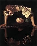 Toperfect Pintura al óleo hecha a mano por profesores universitarios, 5 pinturas famosas de Caravaggio - Narciso renacentista barroco Caravaggio italiano - Tamaño 7