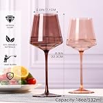 Venus Colored Wine Glasses Set of 6-18oz【Hand Blown】 Brown Wine Glasses with Tall Long Stems and Flat Bottom, Amber Colored Glassware-Unique Gifts for Wine Lovers-Wedding Gifts