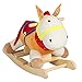 WOLTU Cavallo a Dondolo in Legno per Bambini con Suoni e Maniglie per Bambini 18-36 Mesi Peluche Giocattolo Cavalcabile, 60x46x34cm KSF002