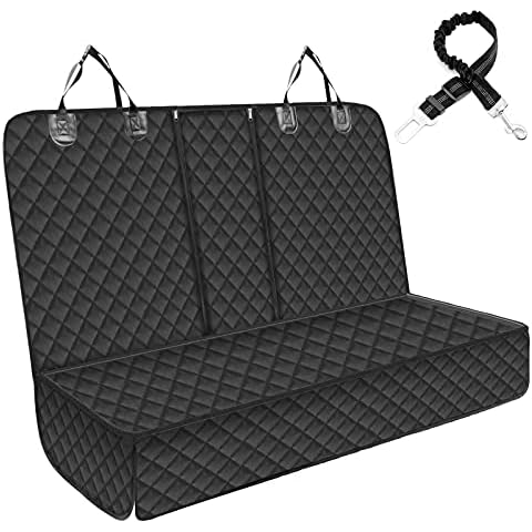 Dog Car Seat Cover for Back Seat, Durable Pet Car Seat Protector with 1 Elastic Dog Seat Belt, Scratch Proof& Waterproof Dog Backseat Hammock for Kids Fit All Trucks Cars SUVs Cover