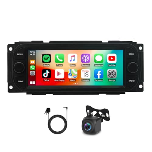 EUBUY 4G+64G Car Stereo Radio for Jeep Dodge Caravan Viper Grand Voyager 2000-2010 with Wireless CarPlay Android Auto, 6.86inch Android Touchscreen Car Radio with GPS Bluetooth WiFi Backup Camera