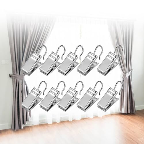 Anillas para cortinas de hierro con clips resistentes Didiseaon plata de 100 uds 4