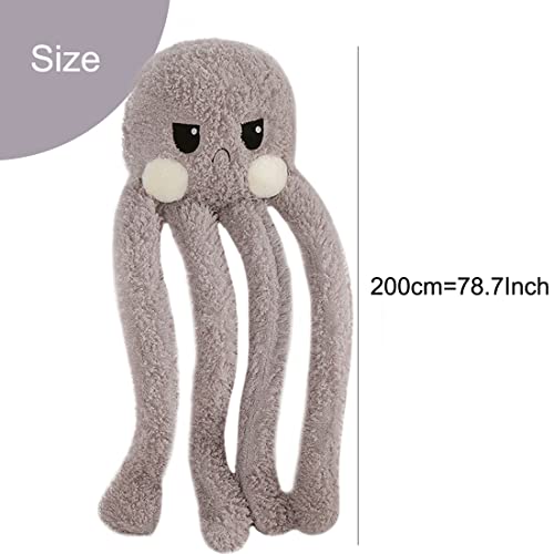 Long Legs Octopus Giant Toy Stuffed Octopus Plush Large Sleeping Pillow Soft Octopus Stuffed Ocean Animals Throw Pillow Cuddle Big Octopus Plushie Marine Toy Cushion/78.7''(Purple/Green/Gray) #TOP1