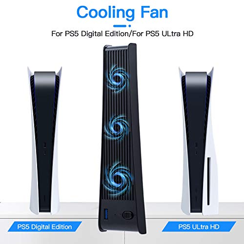 Mcbazel Kühlventilatoren in Schwarz, mit 3 Kühler und USB 3.0 Anschluss für die Playstation 5 Digital Edition/Ultra HD Konsole - Image 5