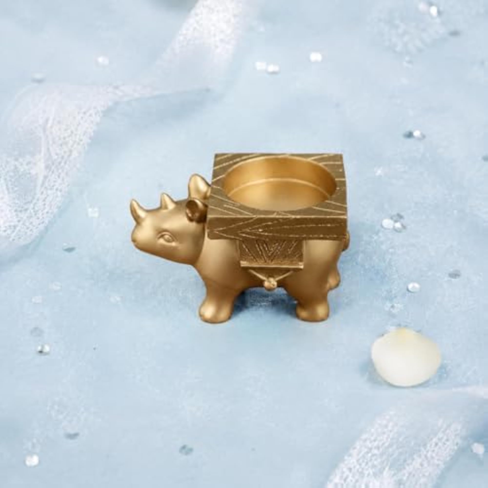 Gold-Finished Creature Candle Holder, Embossed Design
