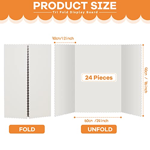 Image of Ctosree 24 Pcs 48 x 36 Inch Tri Fold Poster Board Bulk for Display,White | Science Fair Project,Classroom Display Paperboard, Single Wall Build, Lightweight Presentation Board,3 Panels