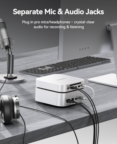 Image of ORICO MiniLink Mac mini M4 Dock & Stand, Hub with 2 x USB 3.0 Ports (5Gbps), 2 x USB 2.0 Ports, SD /TF Card Readers (3.0), 3.5mm Headphone & Microphone Jacks, Compatible with Mac mini M4 /M4 Pro (M48P)