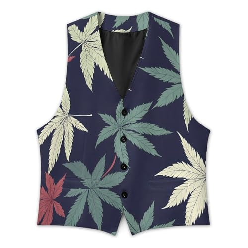 Weed Leaves Pattern Formal Suit Vest for Men Waistcoat Printing Business Casual Dress for Tuxedo2