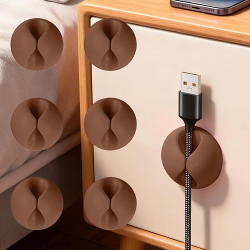 6 Pack Cable Organizer Clips, Multi-Color Data Line Cord Holder for Home and Office, Tidy Your Cables Desk Organizers Prevents Tangling and Damage