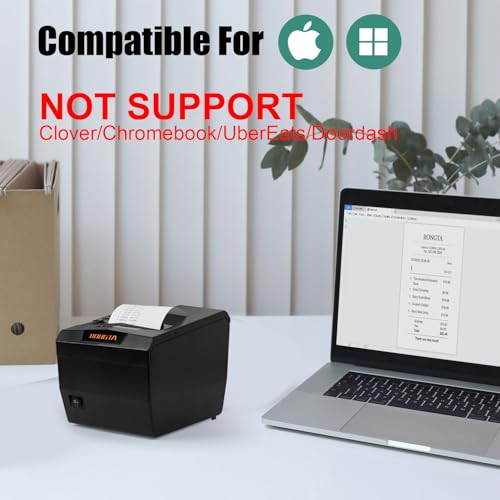 Image of Rongta Thermal Receipt Printer with Auto Cut for Retail & Small Businesses, 80mm POS Printer, High-Speed Kitchen Printer, USB /LAN /Serial, Compatible with Windows /Linux Cups /MacOS /JavaPos /OPOS, RP327