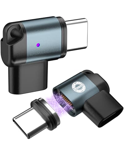 EndlesShine USB C to C Magnetic Adapter 16Pin PD 240W Anti-Arc Fast Quick Charging 480mbps Data sync Type-C USB Type-C Connectors 90° Right Angle (Black