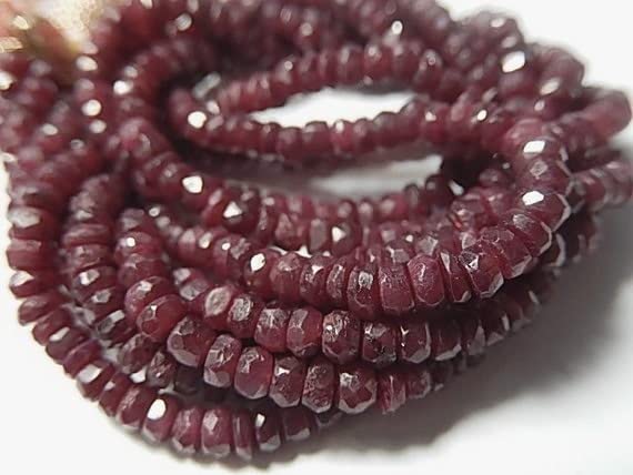 Rubis naturel véritable facetté perle rondelle 4mm pour création bijoux DIY