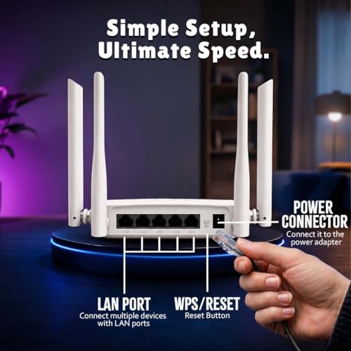 Image of PunnkFunnk WT-14 WiFi Router |300M High Speed Wireless Router for Home & Office | Four high gain Antennas | IPv6 Compatible | Stable Internet Connection | Wide Coverage WiFi Router | Easy Setup