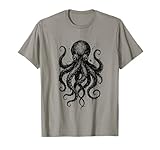 Octopus Ink Art Grunge Aesthetic Ocean Nautical Sea Creature T-Shirt