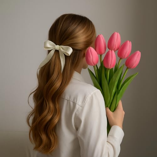 Image of Xtore inchSilk Tulip Bunch - Realistic Pink Artificial Flowers for Home Decor (Pack of 10, Pink)