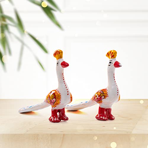 Minakari Traditional Indian Festive Décor Statue Sculpture Figurine Decoration for Home Office Party and Gifting (White Peacock-Set of 2) by Tarini Gallery - Image 2