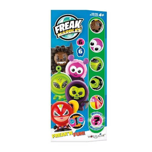 Freak Marbles Totem Pack C, 6 canicas de Colores con Sus diseños a Juego, 1 de los cuales es Raro. Colecciona, Juega y comparte Freak Marbles para niños de 4 años en adelante