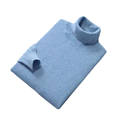 Suvoiier Dolcevita Uomini Maglione Autunno Inverno Cashmere Misto Cotone Morbido Confortevole Maglia Pullover Uomo Maglione, blu cielo, L