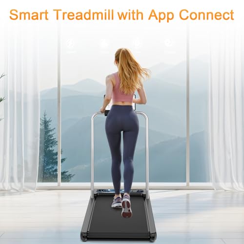 Image of Walking Treadmill Pad with 8% Incline, Portable Walking Treadmill Under Desk with Handle Bar 2.5HP for Home and Office 265Lbs Weight Capacity with LED Display APP